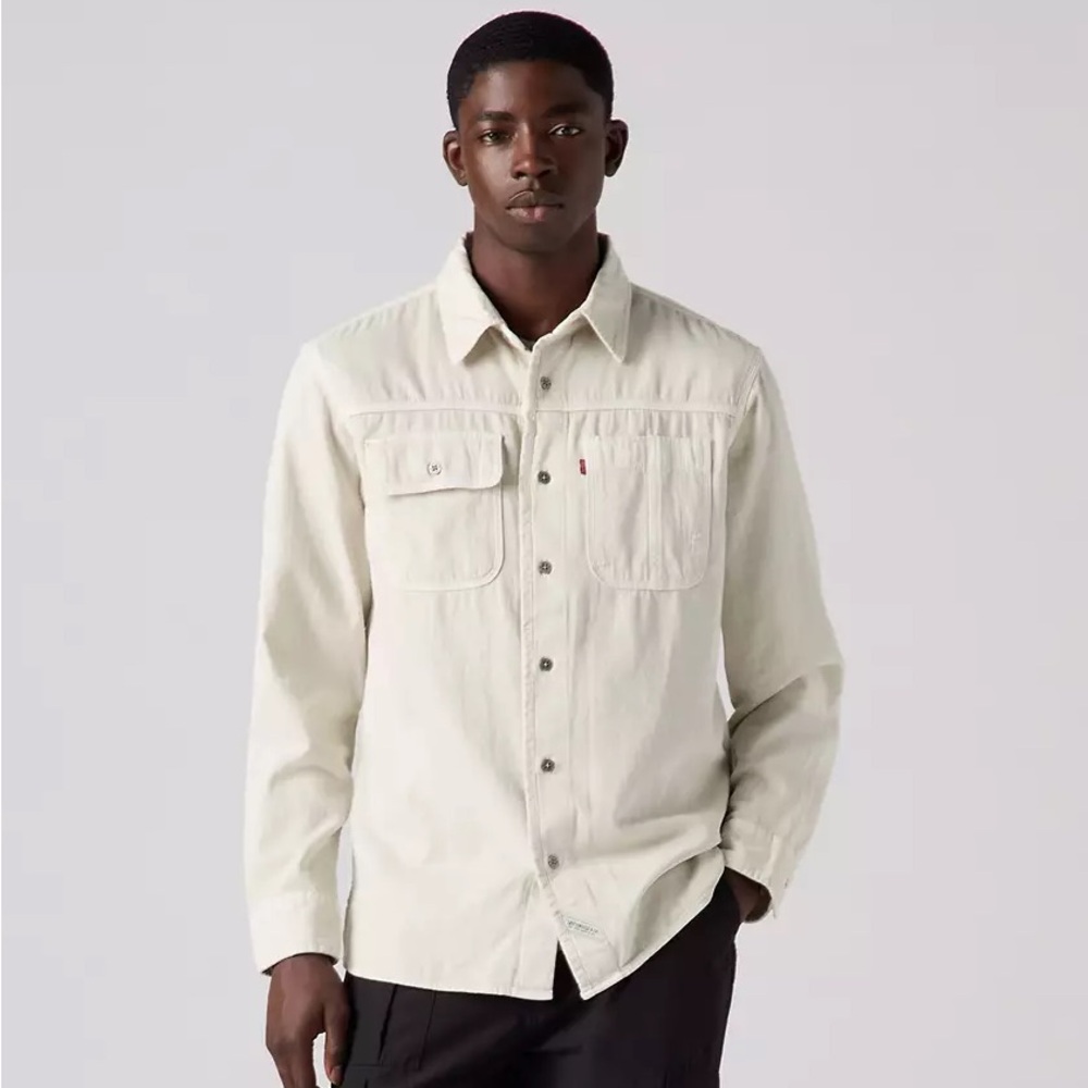 Levi’s Auburn Worker Shirt | Cream/ Light Khaki | Men’s Large